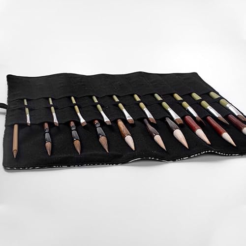 Miniatura 5 de Exceart Estuche Para Pinceles Enrollable De Lona Estuche Pinceles Acuarela Con 20 Ranuras Bolsa De Almacenamiento Para Pincel Y Dibujo