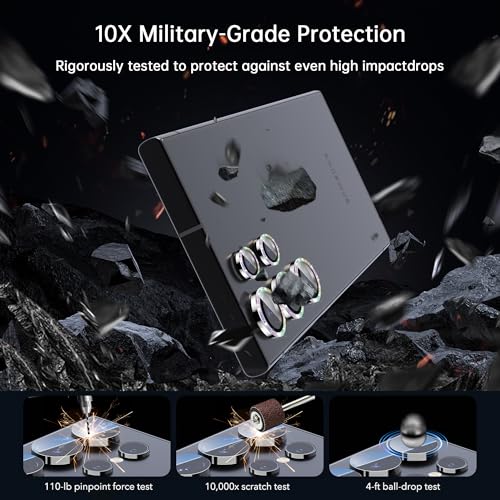 VIPSENT For Samsung Galaxy S24 Ultra Camera Lens Protector, Individual Lens Protector, Ultra HD 9H Tempered Glass Screen Protective Cover, Anti-scratch, Military Grade Drop Protection 2 Set. (Glitter Colorful, S24 Ultra) - Thumbnail 4