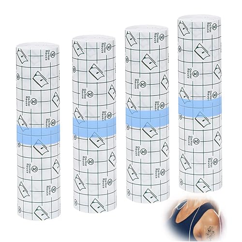 Tiritas de tatuaje impermeables – Second Skin Tattoo Folie, 4 rollos de 15 cm × 1 m – Second Skin transparente, película protectora transpirable y vendaje transparente para tatuajes Aftercare