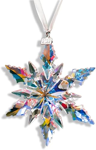 Edición 2022 Colgante de copo de nieve para árbol de Navidad, decoración de cristal, adornos de Navidad, regalos para el hogar (2022-multicolor)