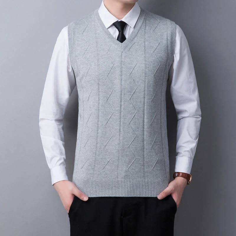Men Wool Soft Knit Tank Vest Sleeveless Sweater Tops V Neck Solid Casual Vest2