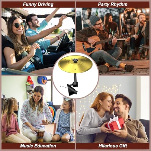 Auto Crash Becken, Schlagzeug Becken, Car Crash Cymbal Drum, Auto Trommel Lüftungsschlitz, Handtrommel Schlaginstrumente Deko, für Alle Arten von Fahrzeugen Musikliebhaber Fahrunterhaltung (Gold)