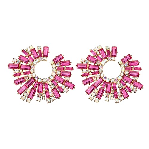 Rhinestone Sunflower Statement Earrings, Luxury Diamond Jewelry Statement Drop Dangle Earrings, Costume Chandelier Drop Earrings for Women Wedding