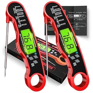 AWLKIM 2 Pack Meat Thermometer Digital, Instant Read Food Thermometer, Red