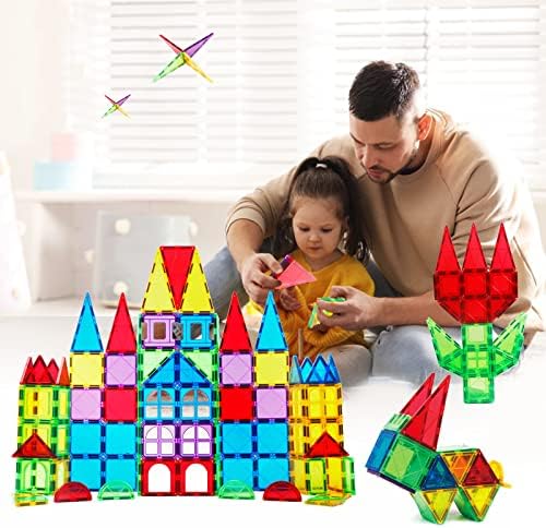 TOKBLOK Magnetic Building Blocks 66PCS Magnetic Tiles 3D Clear Building Construction Toys Sets STEM Preschool Educational Magnet Toys for 3 4 5 6 7 Year old Boys Girls for Kids