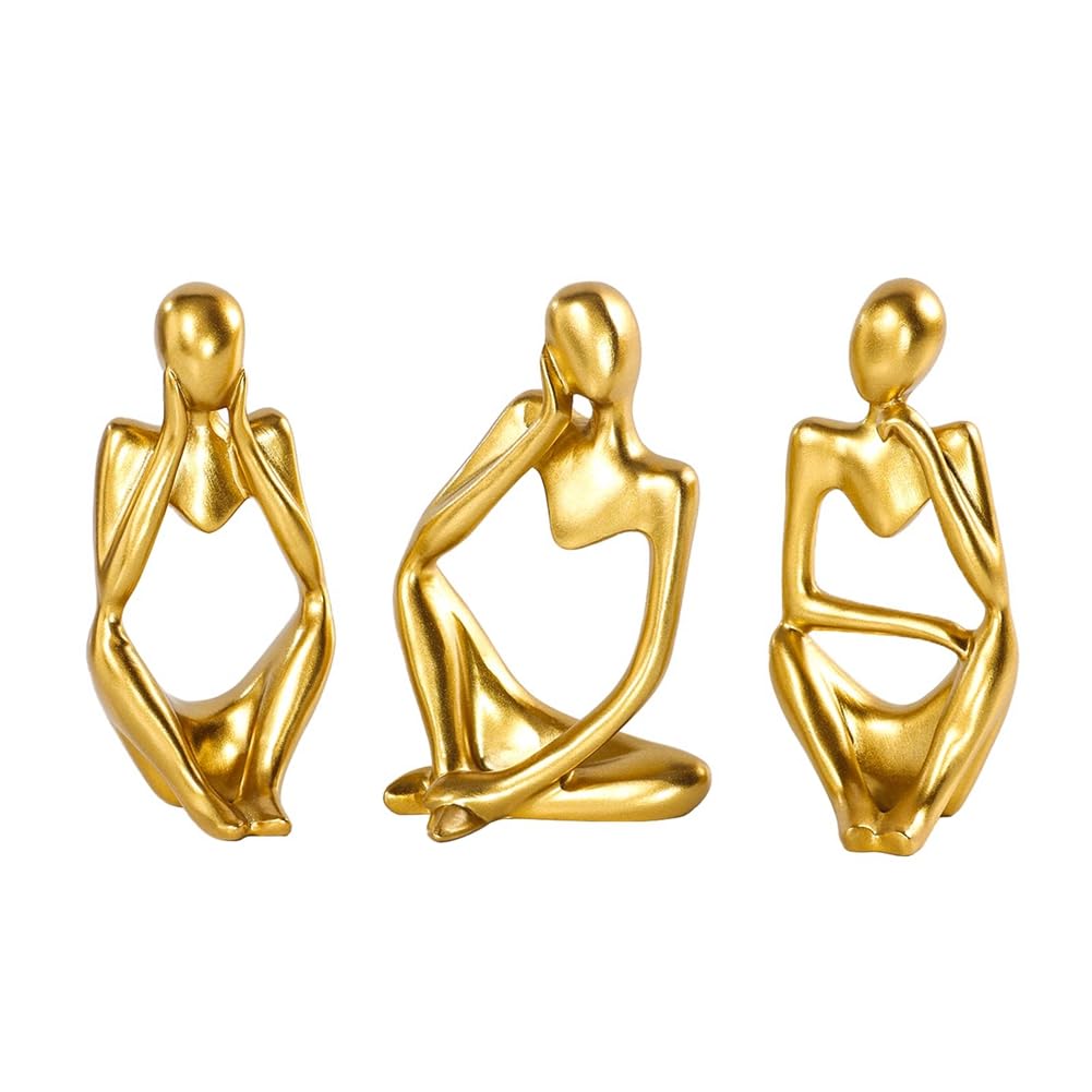 CTRLZS Statue Gold Decor Abstract Art Sculpture, Golden Resin Collectible Figurines