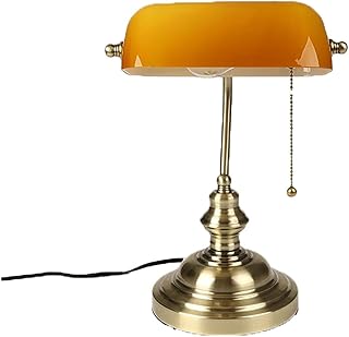 Bankers Table Lamp Retro Industrial Classical E27 Glass lampshade Cover Switch Desk Lights for Bedroom Study Reading Desk Lights for Office