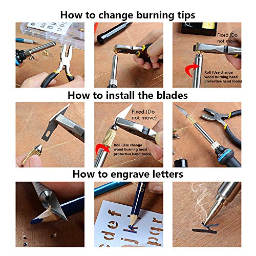 Gecheer 35 PCS Ferramenta de Pirografia Escultura Portátil Multi-Função de Aquecimento Interno Tempr