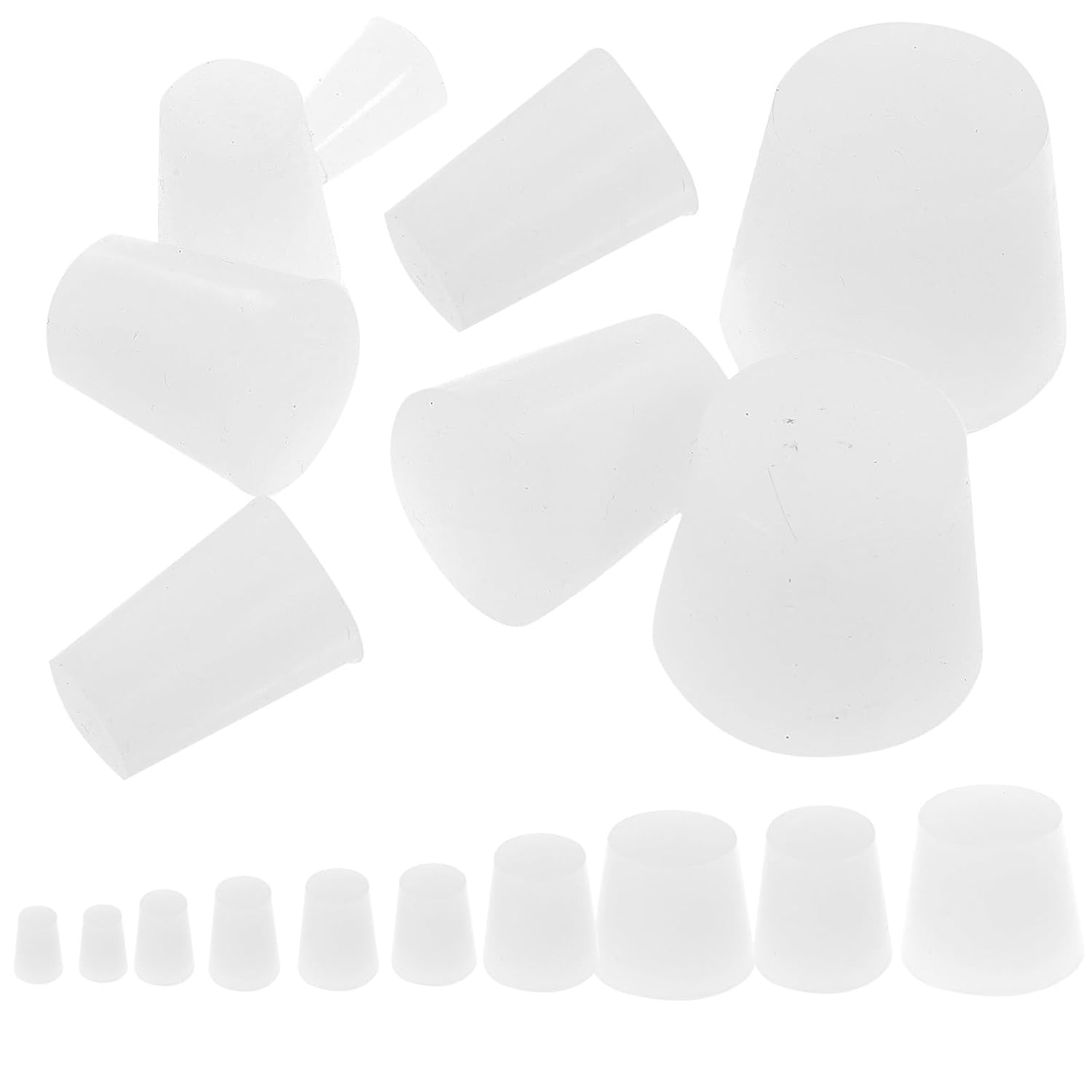 ORFOFE Rubber Stoppers Set White Rubber Sealing Plugs 19pcs for Test Tubes and Flasks with Smooth Surface and Suitable Shape Design, Compact Lab Consumables for Chemical Industry