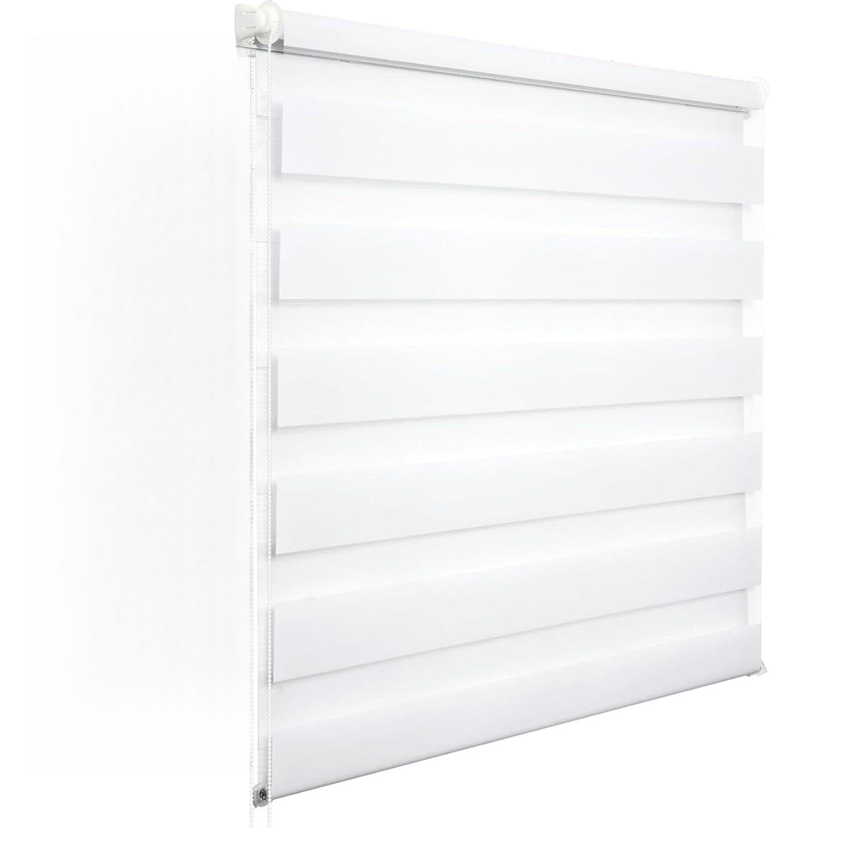 Zebra Roller Blinds 45 x 210 cm Thermal Insulated,UV Protection, Blackout Curtain Roller Shades Easy Fit Fittings Included for Any Window, White — image 1