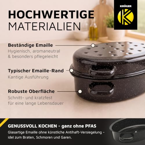 Foto von Krüger Emaille Gansbräter 38 x 28,5 cm oval | 7,0 L | Induktionsgeeignet