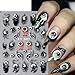 8 Sheets Halloween Nail Stickers for Nail Art 5D Self-Adhesive Gothic Bat Skeleton Spider Nail Decals Black White Claw Nail Design Stickers Halloween Nail Art Supplies for Women DIY Manicure Tip