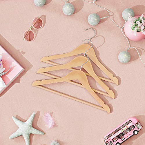 Songmics Kid’s Wooden Hangers, Set Of 20 Solid Wood Baby Hangers, Children's Coat Hangers With Pants Bar, Shoulder Notches, Swivel Hooks, 12.6 X 0.5 X 7.5 Inches, Natural Ucrw06Nl #TOP7