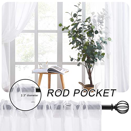 Nicetown Semi-Sheer Texture Curtain Panels - Privacy Light And Airy Rod Pocket & Back Tab Design Semitransparent Sheer Voile Drapes For Living Room, 55" X 84", 2 Pieces #TOP2