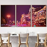 3 Piece Framed Canvas Wall Art City Illuminations Canvas Prints Home Artwork Decoration for Living Room,Bedroom - 16