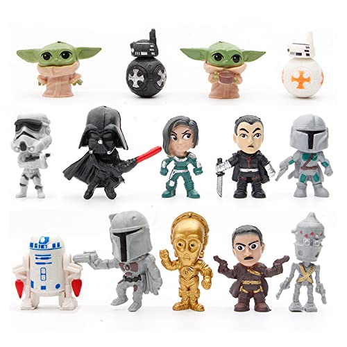 14 Pièces Star Wars Cake Topper,Thème de Décoration Cake Topper Star Wars Décoration,Fête d'anniversaire Star Wars Décoration,Thème Mini Figurine Jouets pour Enfant Fête d'anniversaire.