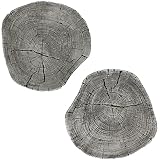 matches21 Baumscheiben XXL Trittsteine Holzoptik/Holzscheiben 1 Paar (2 STK.) Tritt-Steine Beton Garten Ø 30 cm dekorative Tretsteine