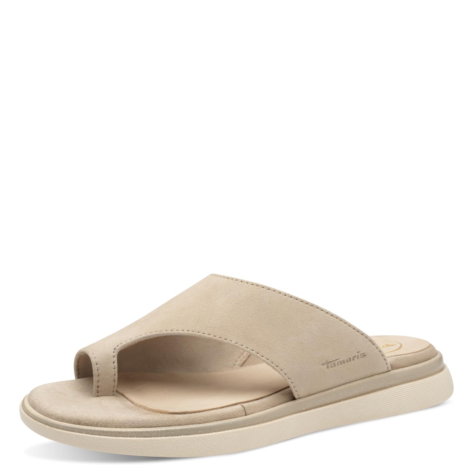 Tamaris Women's Comfort Mules Leather Wide Fit Sandals, Beige suede, 5 UK