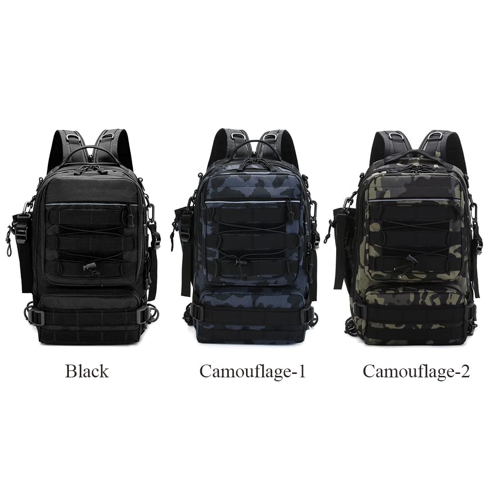 Wędkarstwo Tackle Plecak do przechowywania Torba na zewnątrz Plecak na ramię Wodoodporna torba na narzędzia wędkarskie Cross Body Sling Bag (Camouflage-1)