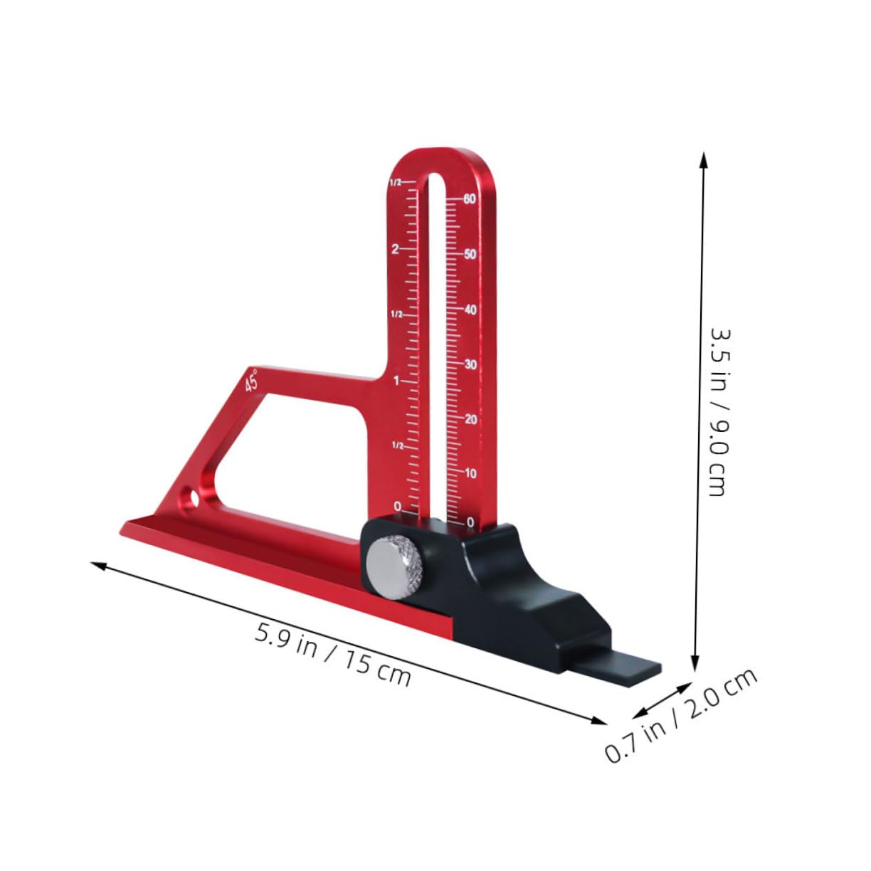 PRETYZOOM Woodworking Height Gauge Depth Gauge for Router Depth Measuring Tool Wood Working Gauge Tool Depth Gauge Tool Depth Gauge for Table Saw Depth Meter Tool Aluminum Alloy Red