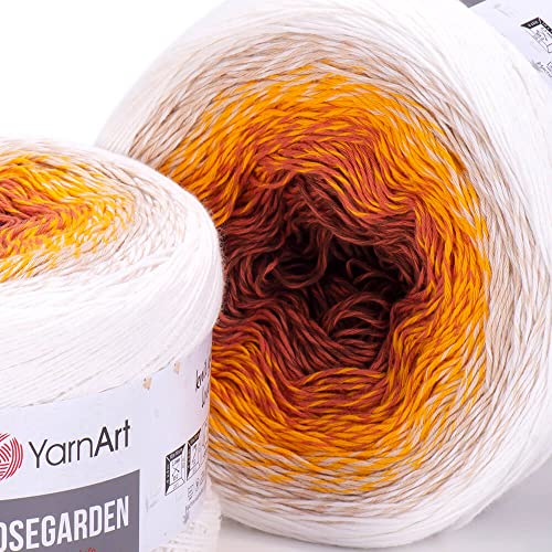 Image of YarnArt Flowers Rosegarden 100% Cotton Gradient Yarn - 250g / 8.8oz / 1000m+ (1094 yds) - Multicolor Rainbow Cotton Yarn for Knitting & Crochet - Lightweight Summer Yarn for Shawls, Tops, (307)