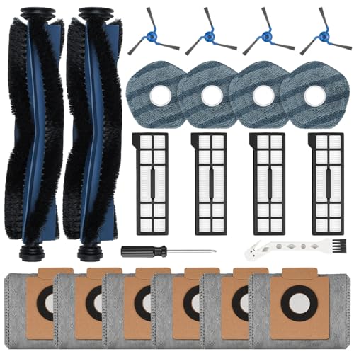 Fenkabs 22 Pack Accessories for Eufy X10 Pro Omni Robot Vacuum Cleaner 2 Main Brush 6 Dust Bags 4 Mop Pads 4 HEPA Filters 4 Side Brushes 1 Cleaning Brush 1 Screwdriver