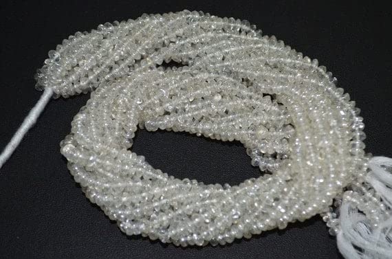 Perles de quartz blanc naturel rondelles 3.5mm pour création de collier fin