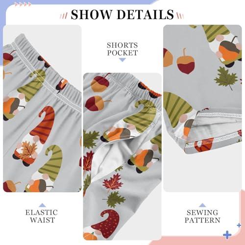 Autumn Maple Leaf Gnome Boys Long Pants Soft Trousers Elastic Waist Kids Lounge Bottoms with Pockets S-XL4