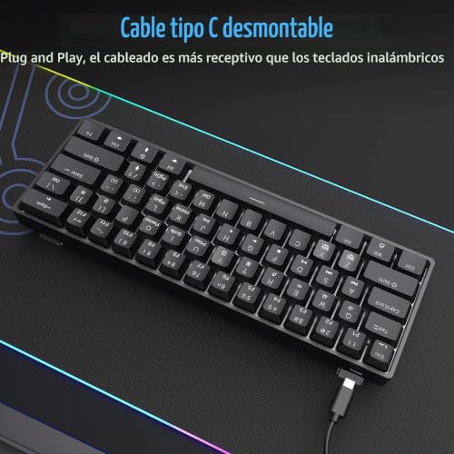 Teclado mecánico QWERTY-US Dierya DK68E negro con switches Red suaves 5