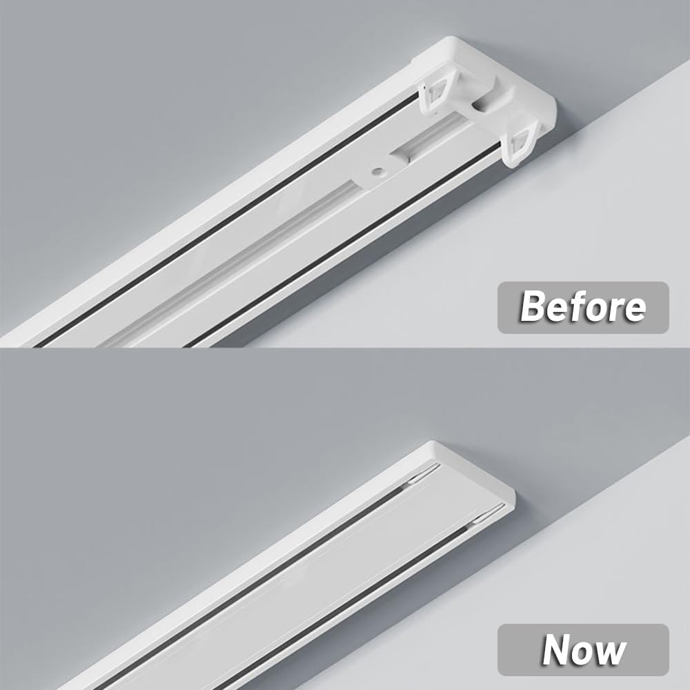 Tringle à rideaux connectée avec poulie intégrée, installation facile à faire soi-même, rail droit pour divers rideaux, installation cachée