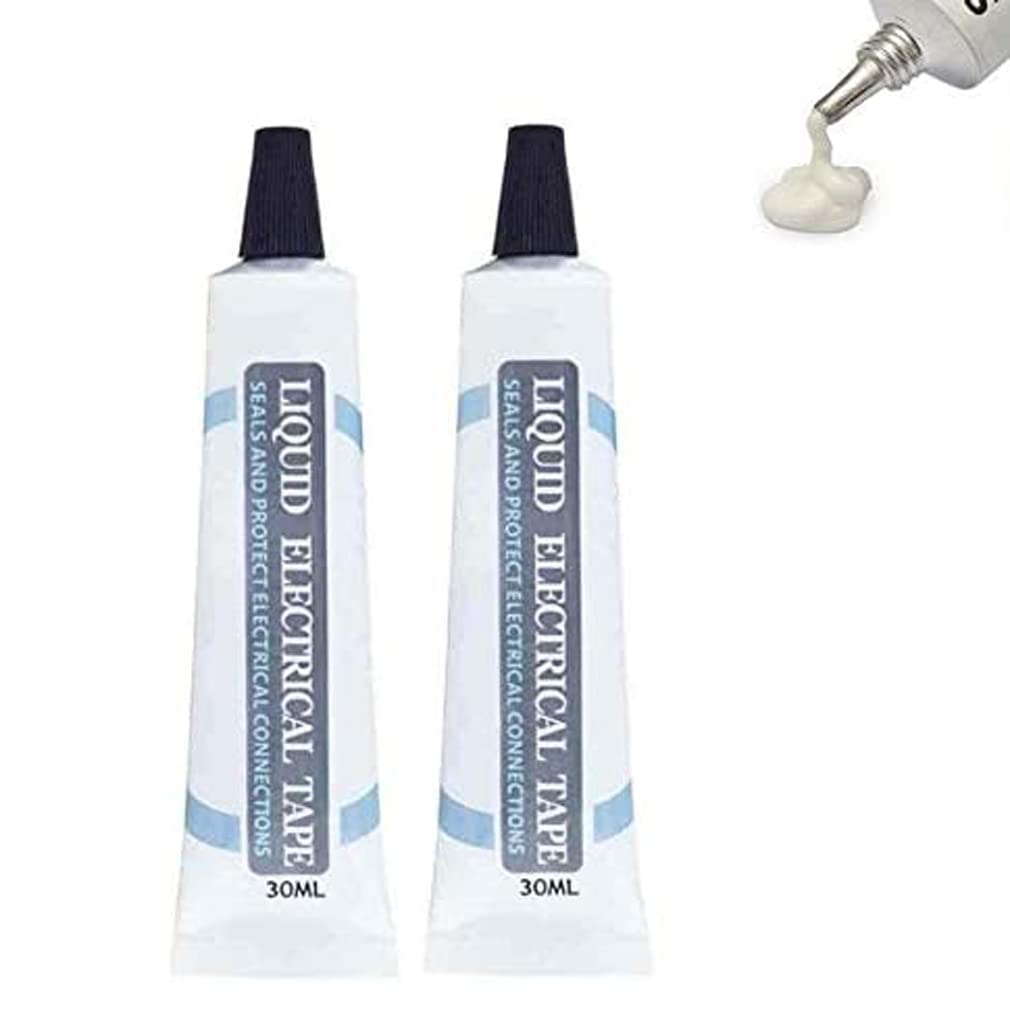 2 Pcs Liquid Insulation Tape 2 Colors Electrical Sealant Tape Paste for Wires Silicone Rubber Insulating Waterproof Liquid Tape(Single 30ml) (White)