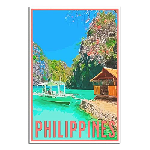 EWPLOREWASP Affiche de voyage vintage Philippines sur toile Art Poster Cadeau Décoration murale Affiche décorative