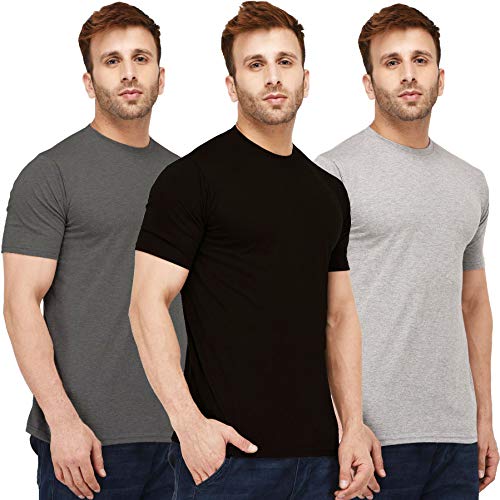 Image of Solid Men Half Sleeve Round Neck T-Shirt (Pack of 3)