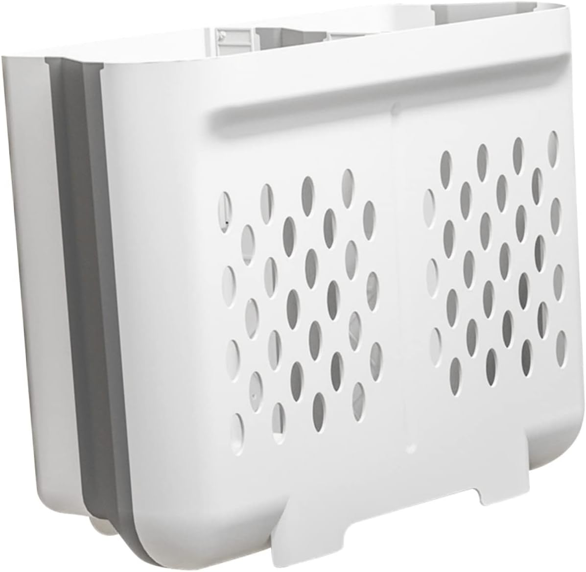 Foldable Wall Mount Laundry Basket with Dual Compartments PP Tpe Material Clothes Storage Organizer for Bathroom Space Saving Heavy Duty Dirty Clothes Hamper with Smooth Surface