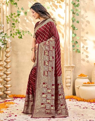 Image of SIRIL Women's Banarasi Silk Saree Pure Silk Saree With Unstitched Blouse Piece