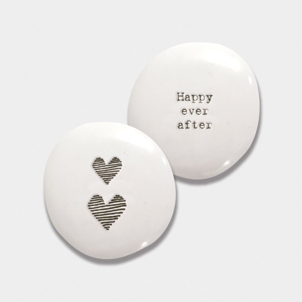 East Of India Neutral/Pastel Porcelain Pebble - Happy Ever After