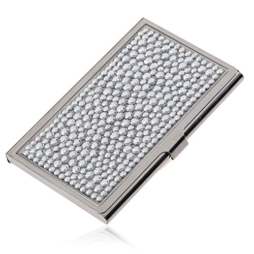 Kingbling Purely Handmade Luxury Compact Multi-Size Clear Bling Crystal Business Card Case Cute Rhinestone Travel Name ID Card Holder, 4.8 x 2.5 x 0.5 inches3