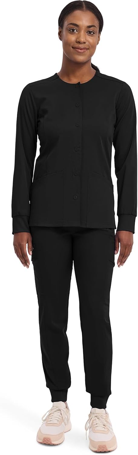 Healing Hands Women's Snap Front Scrub Jacket Daisy 2-Way Stretch Uniform 5063