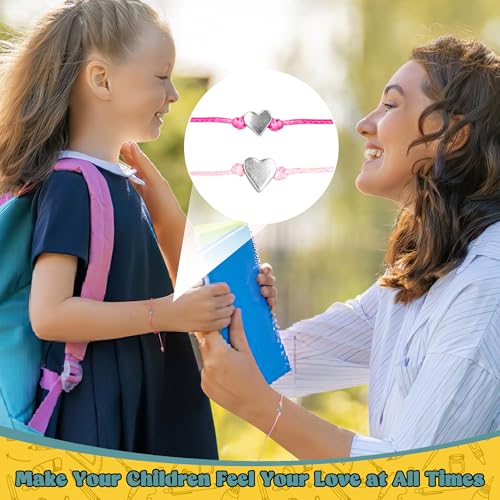 Image of EOBOH Back to School Supplies, Back to School Bracelet Mommy and Me, Prek Matching Wish Bracelets Set, Adjustable Bracelet for Boys Girls Gifts Stuff Bulk