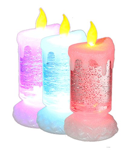 Preisvergleich Produktbild Kunststoff Kerze Liquid Glitter LED mit Farbwechsel Deko Weihnachtsdeko