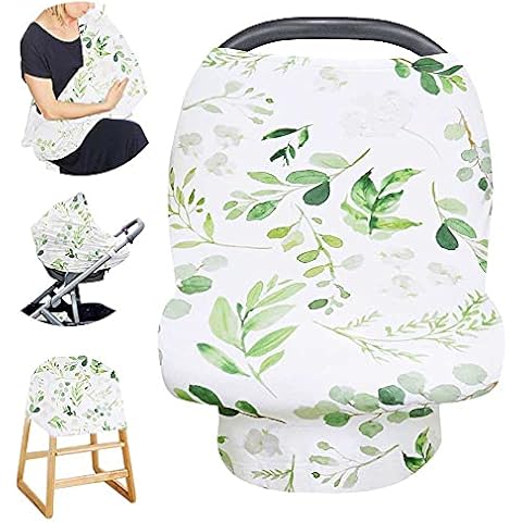 Stretchy Baby Cover with 4-in-1 Multi-use for Baby Carseat & Nursing/Breastfeeding Scarf & Stroller & Feeding high Chair Cover for Baby Cover