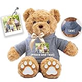 JABECODIFA Personalizado Oso de Peluche con Foto Texto Personalizado Osito Peluche como Regalos Personalizados Cumpleaños Día de San Valentín Aniversario (32cm)