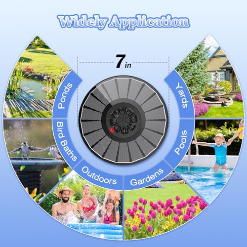 Yzert Solar Fountain with Innovative Battery Indicator & 2000mAh, 3.5W 2025 Glass Solar Water Fountain Pump Works in Cloudy Day for Bird Baths, Gardens, Ponds, Pools, Indoors, Outdoors & Flower Pots