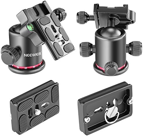 Neewer Professional Metal 360 Degree Rotating Panoramic Ball Head with 1/4 inch Quick Shoe Plate and Bubble Level,up to 17.6pounds/8kilograms,for Tripod,Monopod,Slider,DSLR Camera,Camcorder