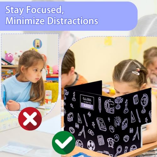 Succwoah 25-Pack Desk Dividers for Students with Privacy Shields, Ergonomic Arms Cutouts & Erasable Name Frames - Waterproof & Easy-to-Clean Test Dividers for Classroom, Exams, Office (Black) by Succwoah - Image 2