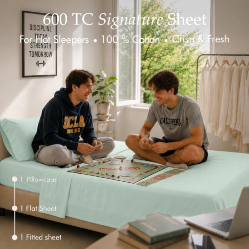 Image of Threadmill 600 Thread Count Cotton Twin Sheet Set, Sateen, 3-Piece, Cooling