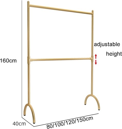 Miniatura 4 de Perchero colgante de metal dorado, perchero para colgar de 2 niveles, barra transversal ajustable en altura, perchero independiente para dormitorio
