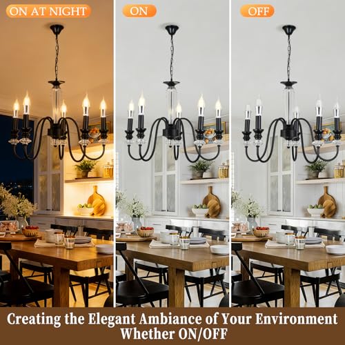 GreeLustr Black Chandelier, 5-Light Farmhouse Candle Pendant Light