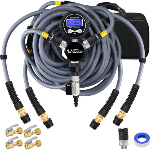 Uharbour 4 Tire Inflation Deflation System 4 Tire Air Up Down System 4 Tire Pressure Equalizer Inflate or Deflate All 4 Tires at Once Flexible Air Hose Fits Up to 155 Wheelbase.
