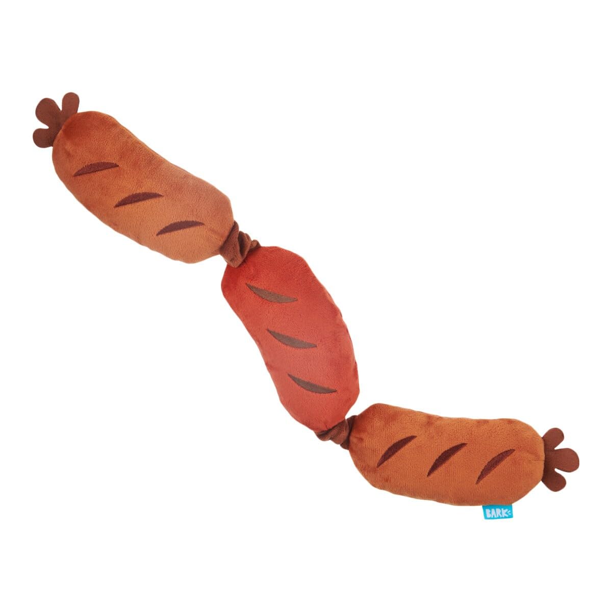 BARK Dog Toy Lickin' Links Sausage Chain Plush Toy for Dogs 3 Squeakers, Crazy Crinkle, Super Stretch for Silly Flingy, Fun